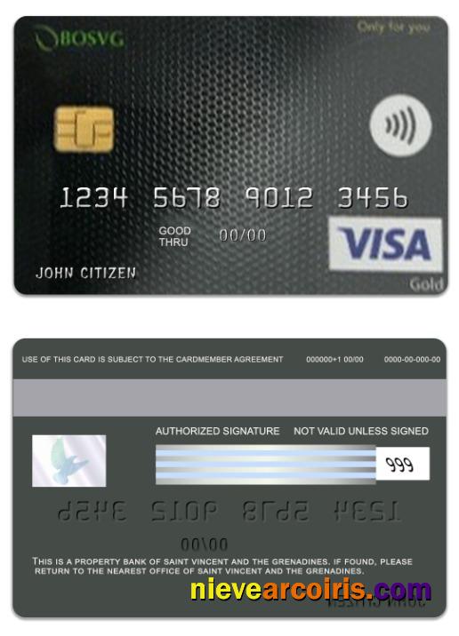 Saint Vincent and The Grenadines BOSVG visa gold card